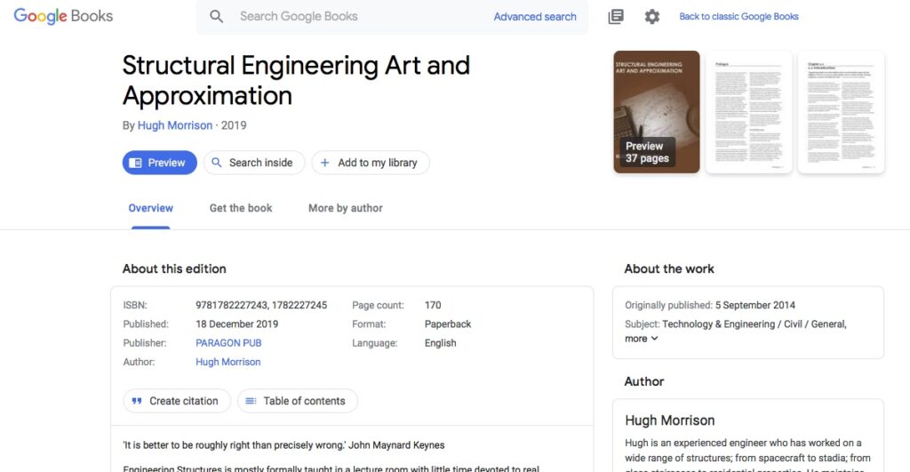 Image of Google Books page for Structural Engineering book