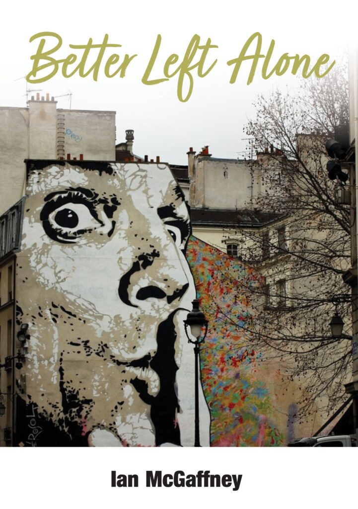 Wall graffiti of anxious face